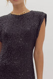 Classic Holiday Sequin Dress BLACK