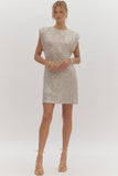 Classic Holiday Sequin Dress CHAMPAGNE