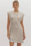 Classic Holiday Sequin Dress CHAMPAGNE