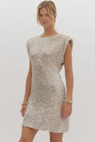 Classic Holiday Sequin Dress CHAMPAGNE