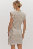 Classic Holiday Sequin Dress CHAMPAGNE