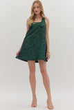 Emerald Jacquard Mini Dress