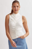 Sleeveless Gathered Charm Top - White