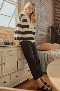 Black + White Striped Pullover