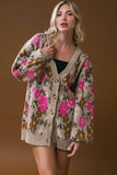 Taupe + Berry Oversized Cardi