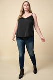 Black Lace Trimmed Cami - Extended Sizes