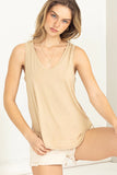 Perfect V Neck Tank in Latte