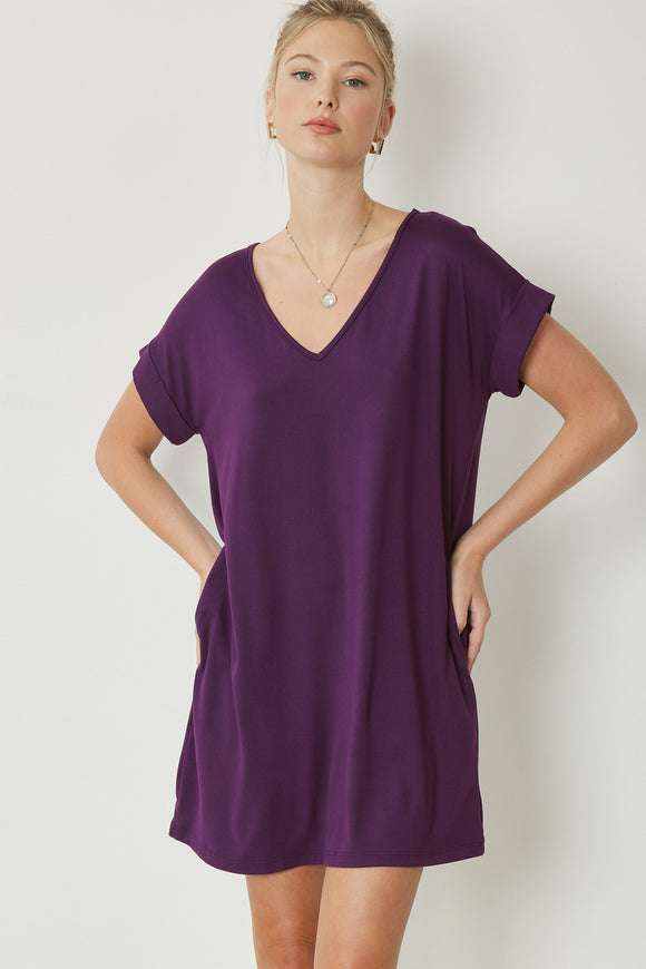Favorite V-Neck Knit Dress Violet