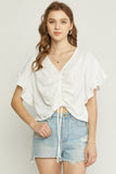 Gathered Emmie Top in White RESTOCK