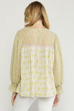 Honeydew Spring Mixed Print Top