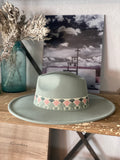 Sage Hat with Floral Band