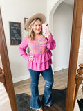Pink Embroidered Maggie Top