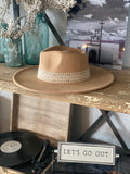 Brown Hat with white Aztec Band