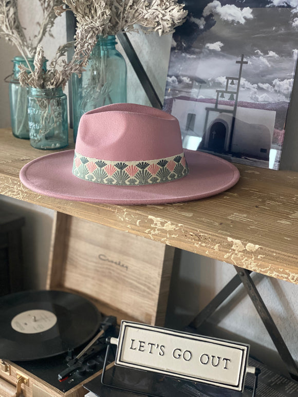 Pink Hat with Floral Band