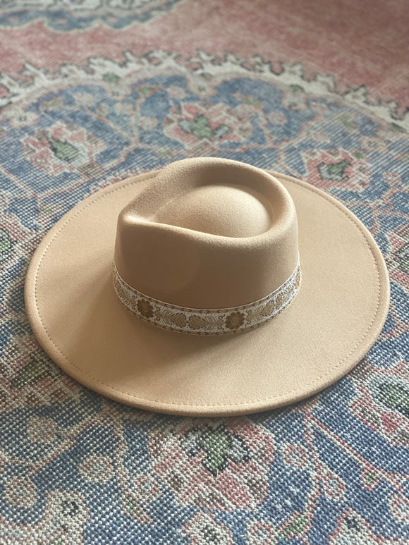 Floral Band Brown Hat