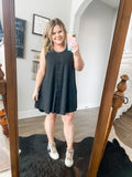Black Mineral Washed Tunic Dress