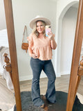 Lovely Peplum Top in Peachy Mocha