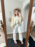 Honeydew Spring Mixed Print Top