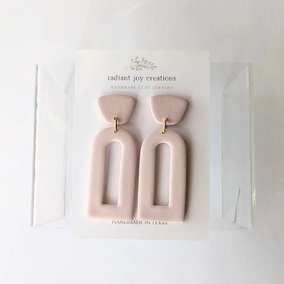 Blush Arched Clay Earrings