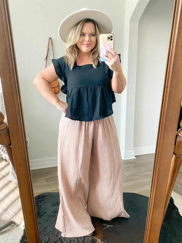 Lovely Peplum Top in Black