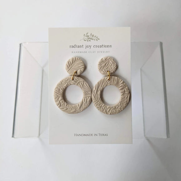 Natural Textured Round Clay Earrings