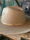 Tan Hat with Gold Braided Band