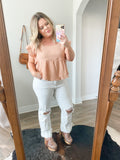 Lovely Peplum Top in Peachy Mocha